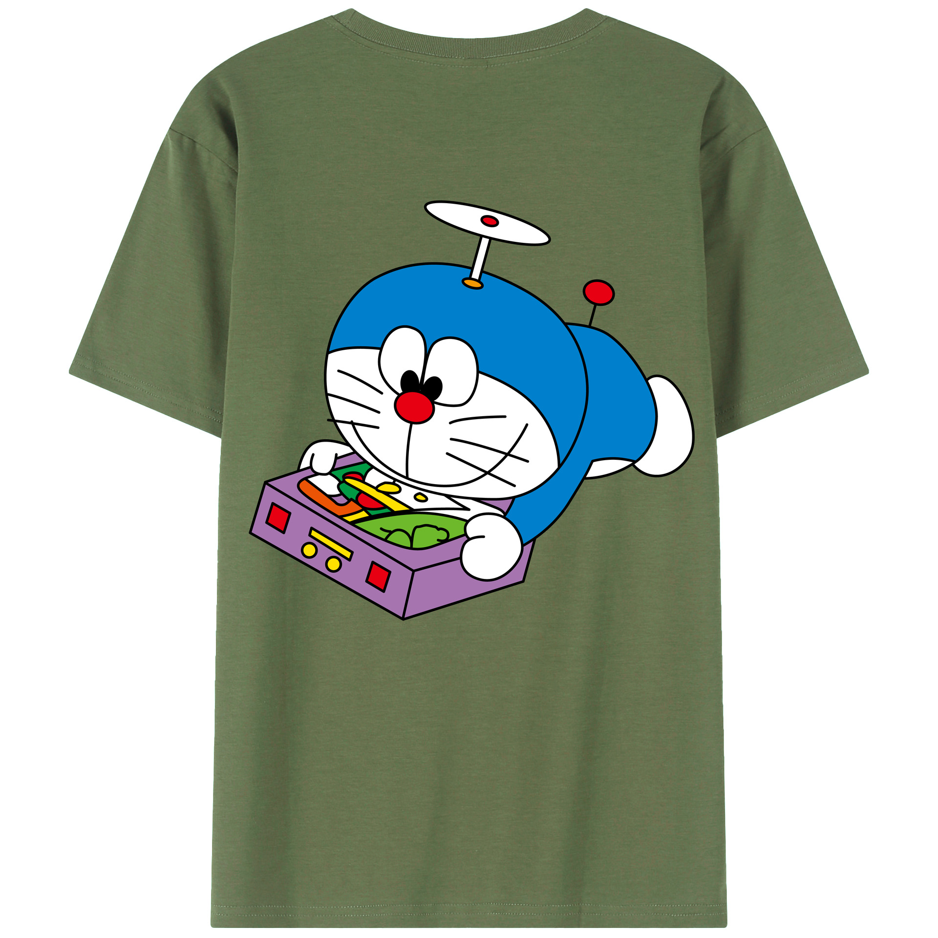 （画像用） ドラえもん Doraemon 綿100％ メンズ半袖Tシャツ（バックプリント） 通気性
